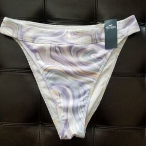 ❗Hollister Purple Whire Swirl High Bikini Bottoms Large❗